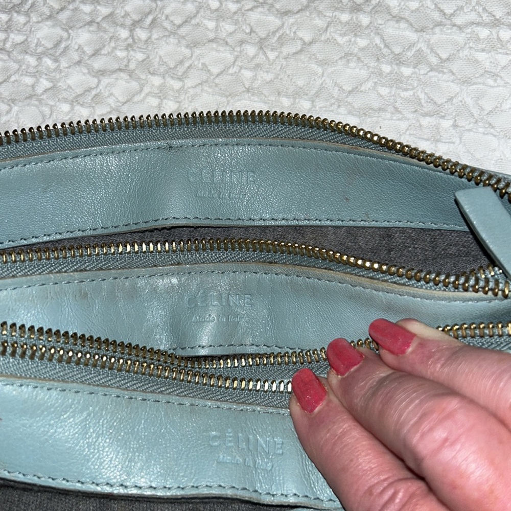 Celine large trio aqua leather Crossbody - Picture 8 of 11